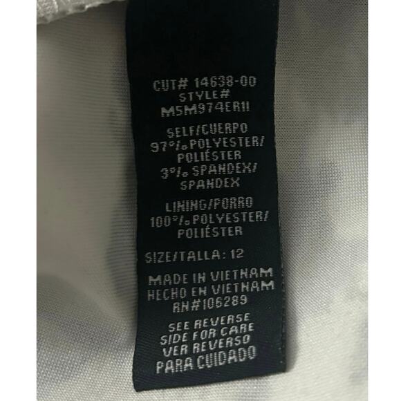 Fifth & Park Career Dress Sz 12 Black & White Velvet Flowers V-neck Sleeveless - Picture 9 of 11